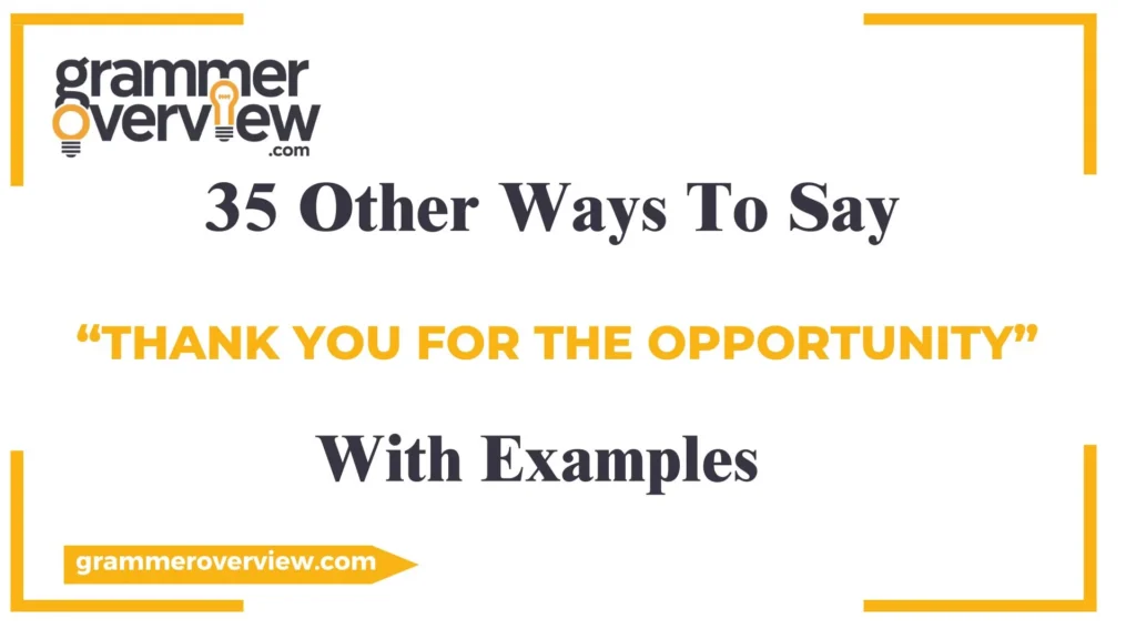 Other Ways to Say "Thank You for the Opportunity"